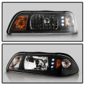 Ford Mustang 87-93 1PC LED ( Replaceable LEDs ) Crystal Headlights - Black Spyder Auto
