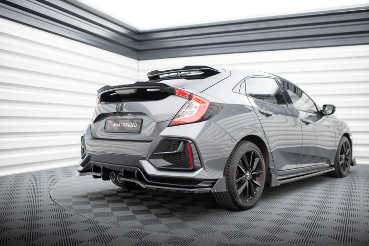Honda Civic Sport FK Mk10 Facelift 2020-2022 Central Rear Splitter (With Vertical Bars) + Flaps V.1 Maxton Design in the group Select car model / Honda / Civic FC - FK Standard 16-21 / Styling / Rear at DDESIGN Scandinavia AB (HO-CI-10-SPORT-RS1-RD1-RS)