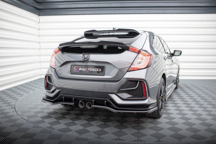Central Rear Splitter (with Vertical Bars) + Flaps Honda Civic Sport Mk 10 Facelift Maxton Design in the group Select car model / Honda / Civic FC - FK Standard 16-21 / Styling / Rear at DDESIGN Scandinavia AB (HO-CI-10-SPORT-RSD1G-RD1G)