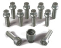 HR-1453502SET H&R Set of bolts with wheel locks M14x1,5 Round head 14mm seat Mercedes OE wheels Silver, Length 35mm