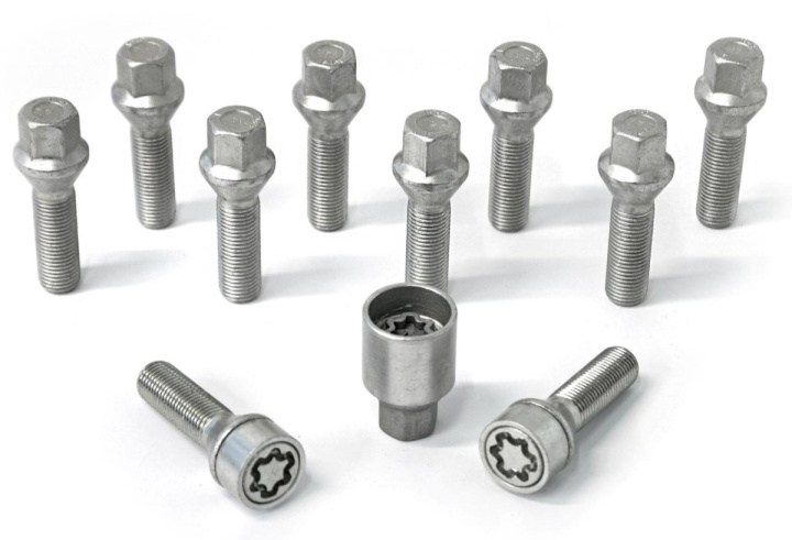 HR-1454001SET H&R Set of bolts with wheel locks M14x1.5 Conical Silver, Length 40mm in the group Select car model at DDESIGN Scandinavia AB (HR-1454001SET)