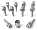 Wheel Bolts incl Locking bolts M14x1.5 Spherical 14mm seat movable cone , Length 52/37mm H&R