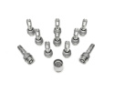 HR-15254407SET Wheelbolt M15x1,25 round head 14mm seat Mercedes wheels Silver, Length 44mm incl wheel locks