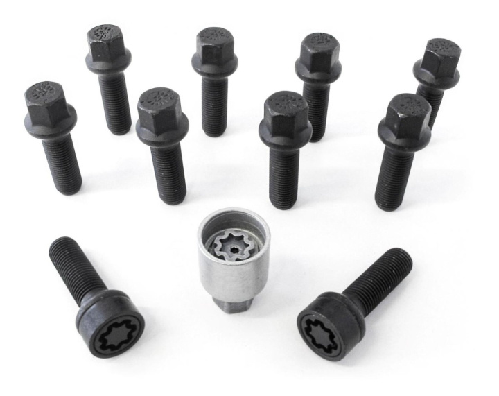 HR-B1452803SET H&R Set of bolts with wheel locks M14x1,5 Round head 13mm seat VAG OE wheels Black, Length 28mm in the group Select car model at DDESIGN Scandinavia AB (HR-B1452803SET)
