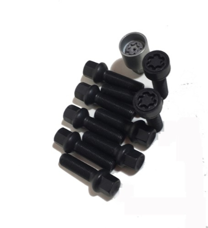 HR-B1453102SET H&R Set of bolts with wheel locks M14x1,5 Round head 14mm seat Mercedes OE wheels Black, Length 31mm in the group Select car model at DDESIGN Scandinavia AB (HR-B1453102SET)