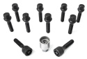 HR-B1454001SET H&R Set of bolts with wheel locks M14x1.5 Conical Black, Length 40mm