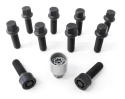 HR-B1454003SET H&R Set of bolts with wheel locks M14x1,5 Round head 13mm seat VAG OE wheels Black, Length 40mm