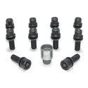 HR-B1454503SET(8pc Wheelbolts, 2pc Locking Bolts) M14x1,5 round head 13mm seat round head aluminium cone Black, Length 45mm