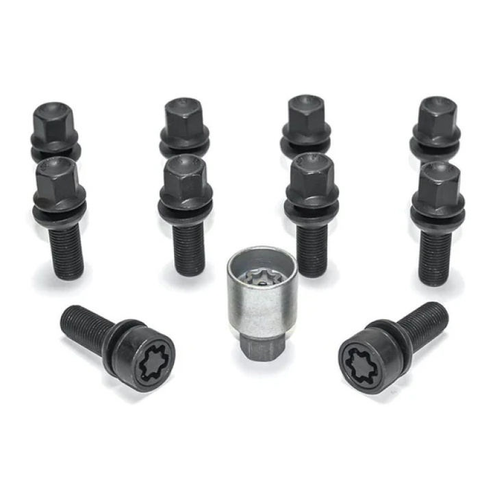 HR-B1454503SET(8pc Wheelbolts, 2pc Locking Bolts) M14x1,5 round head 13mm seat round head aluminium cone Black, Length 45mm in the group Select car model at DDESIGN Scandinavia AB (HR-B1454503SET)