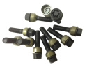HR-B1456306SET H&R Set of bolts with wheel locks M14x1,5 Round head 14mm seat movable head aluminium Porsche Taycan Black, Length 63/48mm