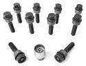 HR-B1457406SET H&R Set of bolts with wheel locks M14x1,5 Round head 14mm seat movable head aluminium Porsche Taycan Black, Length 74/59mm
