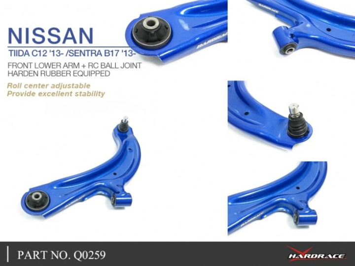 Nissan Tiida C12 13- /Sentra B17 13-Front Lower Arm + Rc Ball Joint(Harden Rubber) 2pcs/Set Hardrace in the group Select car model / Nissan / Sentra 1982+ at DDESIGN Scandinavia AB (HR-Q0259)