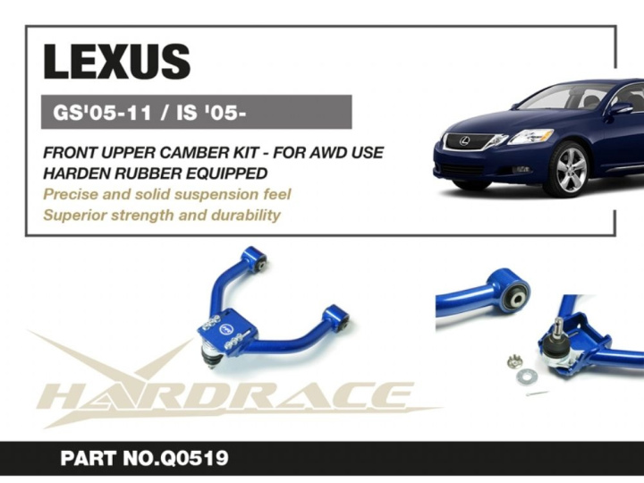 Lexus Gs 05-11/ Is 05-/ Crown 03-08/ Mark X 04-09 Front Upper Camber Kit V2.(Harden Rubber) 2pcs/Setfor Awd Models Hardrace in the group Select car model / Lexus / IS 05-13 / Chassis / Bushings and Rods at DDESIGN Scandinavia AB (HR-Q0519)