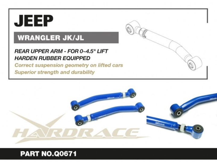 Jeep Wrangler 06-18 Jk/ 18- Jlrear Upper Arm-Adjustable- 0~4.5\'\' Lift, V2.(Harden Rubber) - 2pcs/Set Hardrace in the group Select car model / Jeep / Wrangler JK 2007-2018 / Chassis at DDESIGN Scandinavia AB (HR-Q0671)