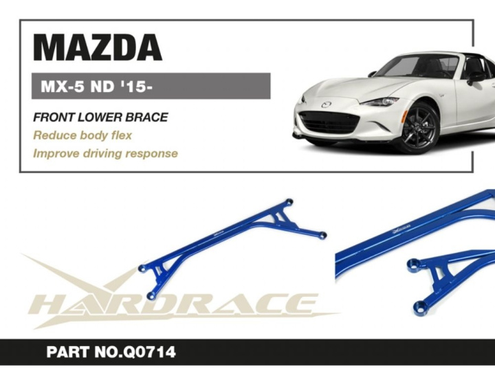 Mazda Miata/Mx-5 Nd 15-Front Lower Brace - 1pcs/Setfor Mt Only Hardrace in the group Select car model / Mazda / MX-5 (ND) 15+ / Chassis at DDESIGN Scandinavia AB (HR-Q0714)