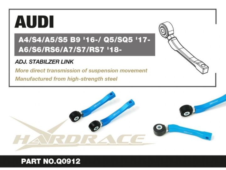 Audi A4/S4/A5/S5 B9 16-/ Q5/Sq5 17-/ A6/S6/Rs6/A7/S7/Rs7 18- Rear Adj. Stabilizer Link - 2pcs/Set Hardrace in the group Select car model / Audi / A4 - S4 - RS4 (B9) 2015+ / Chassis / Links and Fasteners at DDESIGN Scandinavia AB (HR-Q0912)