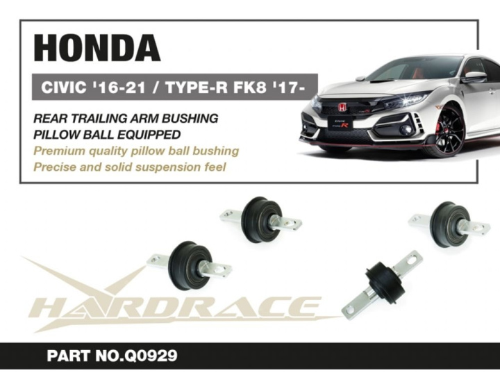 Honda Civic 16-21/ Type-R Fk8 17- Rear Trailing Arm Bushing (Pillow Ball) - 2pcs/Set Hardrace in the group Select car model / Honda / Civic Type R FK8 17-21 / Chassis / Bushings at DDESIGN Scandinavia AB (HR-Q0929)