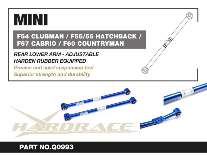 Mini F54/55/56/57/60 / F39/40/44/45/46/48 Rear Lower Arm (Harden Rubber) - 2pcs/Set Hardrace in the group Select car model / Mini / Cab (F57) 16+ at DDESIGN Scandinavia AB (HR-Q0993)