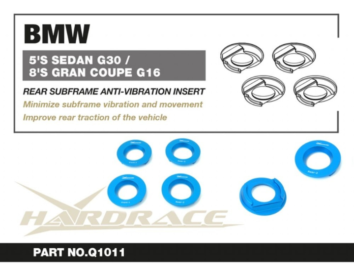 BMW 5S Sedan G30 / 8S Gran Coupe G16 Rear Subframe Anti-Vibration Insert - 4pcs/Set Hardrace in the group Select car model / BMW / 5-series (G30-G31) 16+ / Chassis at DDESIGN Scandinavia AB (HR-Q1011)