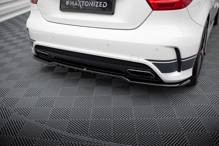 Central Rear Splitter (with vertical bars) Mercedes-Benz A45 AMG W176 2012-2015 Maxton Design in the group Select car model / Mercedes Benz / A-Class 12-18 (W176) / Styling at DDESIGN Scandinavia AB (ME-A45-W176-RD1G-RD2G)