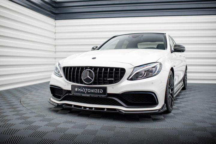 Mercedes-AMG C63 W205 / S205 2015-2018 Front Splitter V.2 Maxton Design in the group Select car model / Mercedes Benz / C-Class 15-21 (W205) / Styling at DDESIGN Scandinavia AB (ME-C-205-63-FD1G)