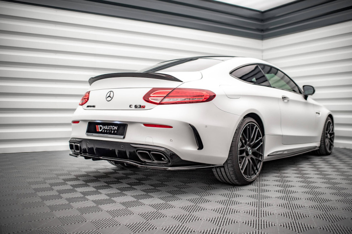 Mercedes-AMG C 63AMG Coupe AMG Aero Pack C205 Facelift 2018-2021 Rear Splitter (with vertical bars) Maxton Design in the group Select car model / Mercedes Benz / C-Class 15-21 (W205) / Styling at DDESIGN Scandinavia AB (ME-C-205F-AMG-C-RD1GRD2G)