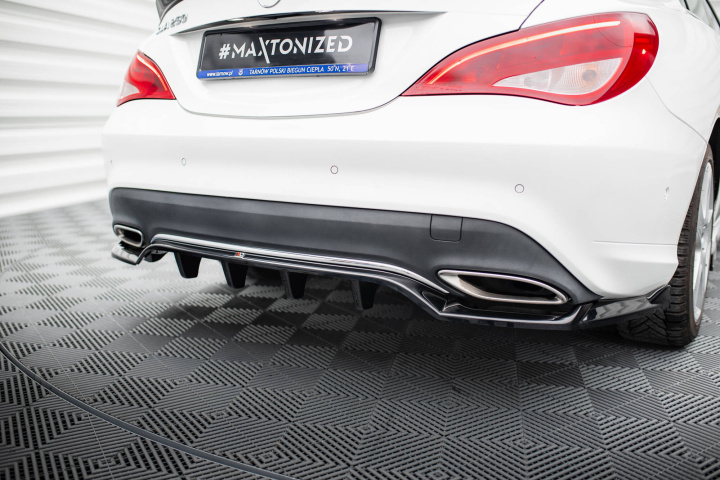 Central Rear Splitter (With Vertical Bars) Mercedes-Benz CLA-Klass C117 Facelift 2017-2019 Maxton Design in the group Select car model / Mercedes Benz / CLA-Class 13-19 (C117) / Styling at DDESIGN Scandinavia AB (ME-CLA-117F-RD1G-RD2G)