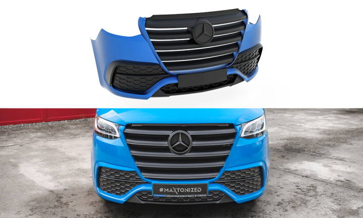 Mercedes-Benz Sprinter Mk3 2018- Front Bumper Maxton Design in the group Select car model / Mercedes Benz / Sprinter at DDESIGN Scandinavia AB (ME-SP-3-F1F)
