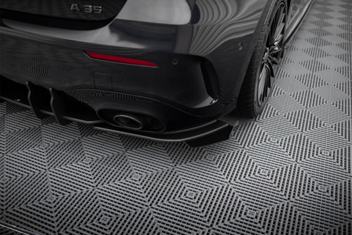 Mercedes-AMG A35 Hatchback W177 2018-2023 Street Pro Rear Side Splitters + Flaps Black-Red + Gloss Flaps Maxton Design in the group Select car model / Mercedes Benz / A-Class 18+ (W177) at DDESIGN Scandinavia AB (MEA177F35CNC-RSD1BRBRSF1G)