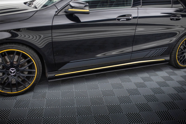 Mercedes-AMG CLA 45 C117 Facelift 2017-2019 Street Pro Side Skirts Diffusers Black-Red Maxton Design in the group Select car model / Mercedes Benz / CLA-Class 13-19 (C117) / Styling at DDESIGN Scandinavia AB (MECLA117AMGAEROCNC-SD1BRB)