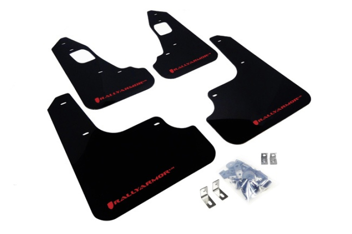 08-16 EVO X UR Mud Flap Red Logo Rally Armor in the group Select car model / Mitsubishi / EVO X 07+ / Styling / Mud Flaps at DDESIGN Scandinavia AB (MF10-UR-BLKRD)