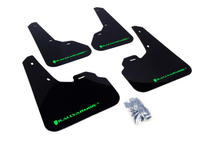 Rally Armor 10-13 Mazda3/Speed3 (Hatch/Sedan) Black UR Mud Flap w/Green Logo in the group Select car model at DDESIGN Scandinavia AB (MF17-UR-BLK-GRN)