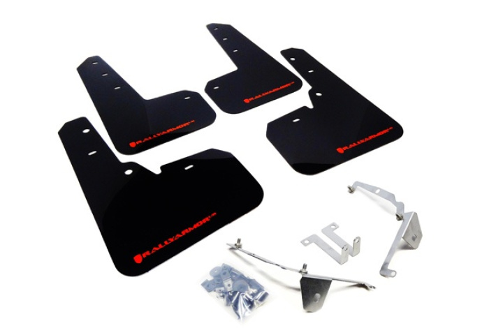 2013-16 Subaru XV Crosstrek Mud Flaps Red Logo Rally Armor in the group Select car model / Subaru / XV 12+ at DDESIGN Scandinavia AB (MF26-UR-BLKRD)