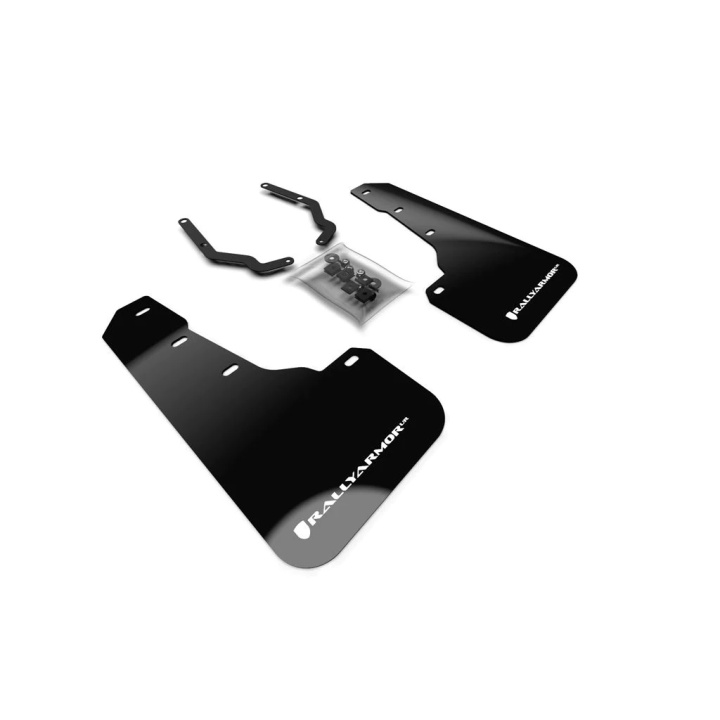 18+ Subaru XV Crosstrek Mud Flap Front White Logo Rally Armor in the group Select car model / Subaru / XV 12+ at DDESIGN Scandinavia AB (MF46-FTLT-UR-BLKWH)