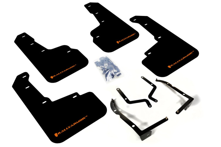 18+ Subaru XV Crosstrek Mud Flap Orange Logo Rally Armor in the group Select car model / Subaru / XV 12+ at DDESIGN Scandinavia AB (MF46-UR-BLKOR)