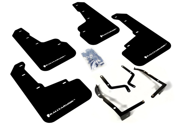 18+ Subaru XV Crosstrek Mud Flap White Logo Rally Armor in the group Select car model / Subaru / XV 12+ at DDESIGN Scandinavia AB (MF46-UR-BLKWH)