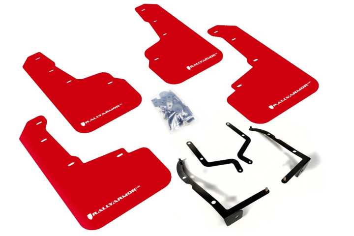 18+ Subaru XV Crosstrek Red Mud Flap White Logo Rally Armor in the group Select car model / Subaru / XV 12+ at DDESIGN Scandinavia AB (MF46-UR-RDWH)