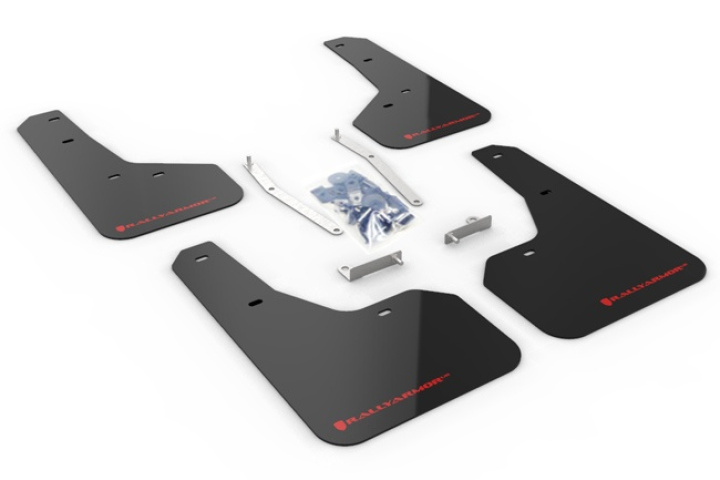 2019+ Subaru Forester Mud Flaps Red Logo Rally Armor in the group Select car model / Subaru / Forester (SK) 19+ / Styling at DDESIGN Scandinavia AB (MF52-UR-BLKRD)