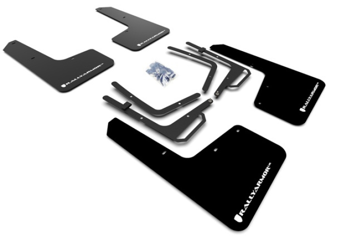 2017-19 Ford Raptor Svarta Stänkskydd med Vit Logo Rally Armor in the group Select car model / Ford / Raptor at DDESIGN Scandinavia AB (MF53-UR-BLKWH)