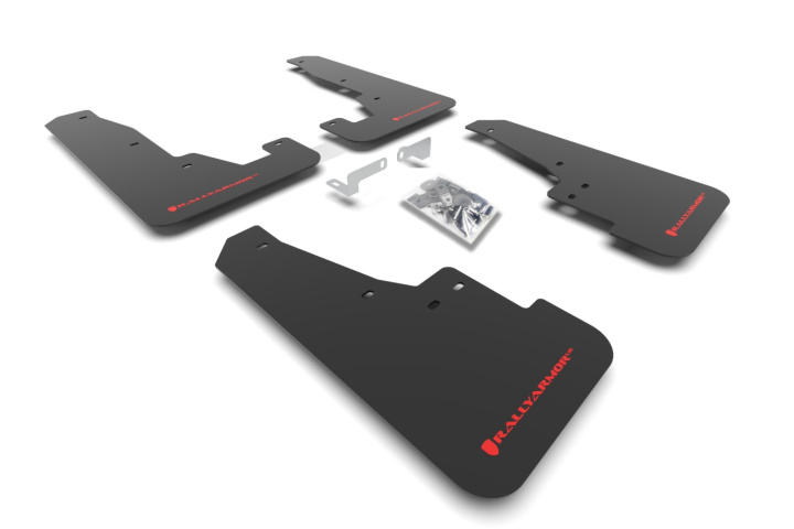 Dodge Durango SRT / RT 2016-2022 Svarta Stänkskydd Röd Logo Rally Armor in the group Select car model / Dodge / Durango / Styling at DDESIGN Scandinavia AB (MF55-UR-BLKRD)