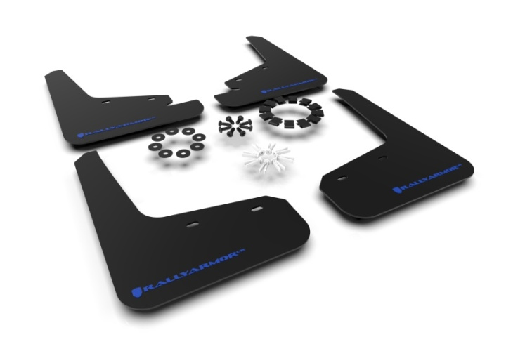 Tesla Model Y 20+ inc Juniper Mud Flaps Blue Logo Rally Armor in the group Select car model / Tesla Motors / Tesla Model Y 2020+ at DDESIGN Scandinavia AB (MF72-UR-BLKBL)