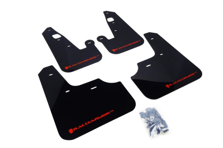 2007-2016 Lancer UR Mud Flap Red Logo Rally Armor in the group Select car model at DDESIGN Scandinavia AB (MF8-UR-BLKRD)