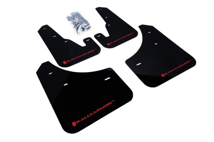 04-09 Mazda3/Spd3 Mud Flap Red Logo Rally Armor in the group Select car model / Mazda / 3 Standard 03-09 / Styling / Mud Flaps at DDESIGN Scandinavia AB (MF9-UR-BLKRD)