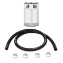 Universal Compact Baffled Oil Catch Can Kit 2-Port Polished with hoses Mishimoto