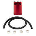 Universal Compact Baffled Oil Catch Can Kit 2-Port Red with hoses Mishimoto