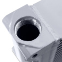 Heavy-Duty Oil Cooler 17\'\' Opposite-Side Outlets Silver Mishimoto
