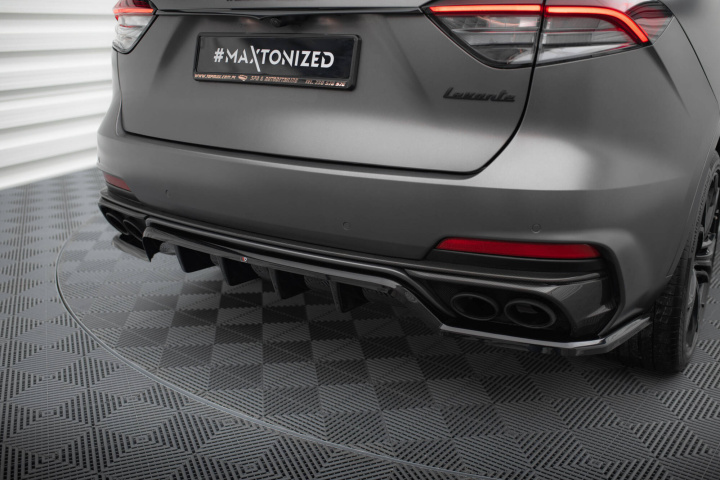 Maserati Levante Trofeo Mk1 2018- Central Rear Splitter (With Vertical Bars) V.1 Maxton Design in the group Select car model / Maserati / Levante 2016+ at DDESIGN Scandinavia AB (MS-LE-1-TR-RD1G-RD2G)