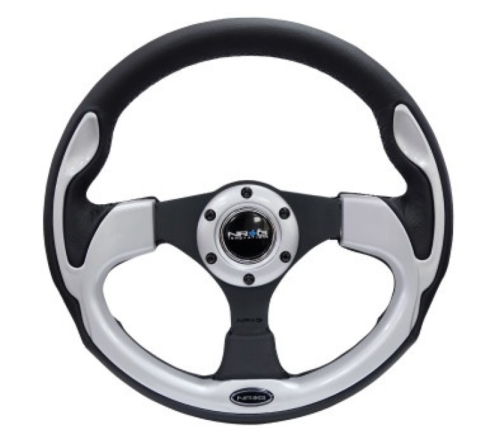 Reinforced Steering Wheel- 320mm Sport Steering Wheel w/ Silver Trim in the group Interior / Steering Wheels & Hubs / Sports steering wheels & Wooden steering wheels / Sport Steering Wheels at DDESIGN Scandinavia AB (NRG-RST-001SL)