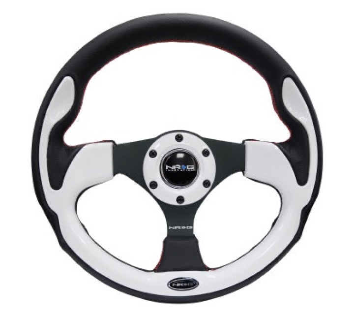 Reinforced Steering Wheel- 320mm Sport Steering Wheel w/ White Trim in the group Interior / Steering Wheels & Hubs / Sports steering wheels & Wooden steering wheels / Sport Steering Wheels at DDESIGN Scandinavia AB (NRG-RST-001WT)