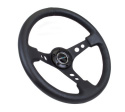 350mm Sport Steering Wheel (3\'\' Deep) - Black Leather